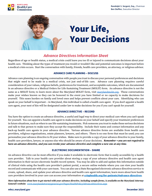 Advance Directives Information Sheet